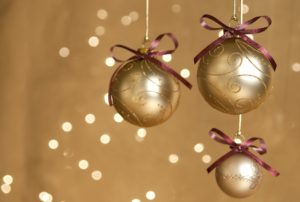 Three gold Christmas balls