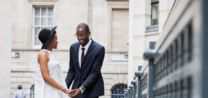 Beautiful couple meeting in the city